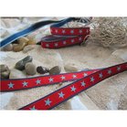 sterrenband lichtblauw op rood met marinestreep