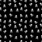 Kim: 100 % katoenen poplin zwart met witte doodskoppen
