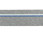 taille-elastiek 4 cm breed: gem&ecirc;leerd grijs met witte lijn en blauwe stippelstreep aan &eacute;&eacute;n kant/HALVE METER