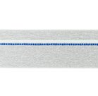 taille-elastiek 4 cm breed: gem&ecirc;leerd lichtgrijs met witte lijn en blauwe stippelstreep aan &eacute;&eacute;n kant/HALVE METER
