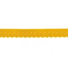 okergeel omvouwelastiek met klein schulprandje op de vouw