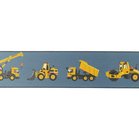 taille-elastiek 4 cm breed: jeanskleurig zacht elastiek met gedrukte bouwvoertuigen /HALVE METER