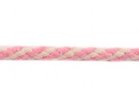 Koord 8 mm gevlochten katoenen koord lichtroze /gebroken wit
