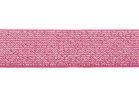 glitter-taille-elastiek zilver-fuchsia 2,5 cm breed:  / HALVE METER