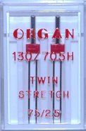 Organ 2 stretch-tweelingnaalden in &eacute;&eacute;n doosje 75/2.5