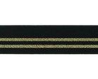 taille-elastiek 3 cm breed: zwart met twee gouden lurex strepen / HALVE METER
