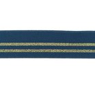 taille-elastiek 3 cm breed: jeansblauw met twee gouden lurex strepen / HALVE METER