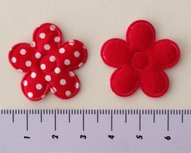 25 mm bloem katoen - rood met wit stipje