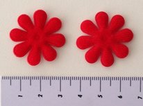 28mm bloemetje, viltachtig, rood