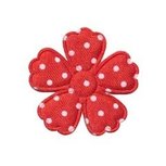 35mm bloem rood satijn met witte stip