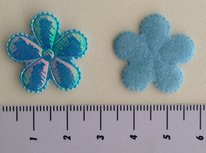 bloem 2,5cm, turquoise glimmertje