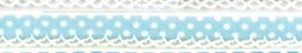 biaisband lichtblauw met witte stip en wit randje