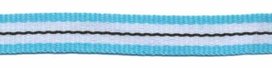 ribsband//turquoise/witte streep met een zwart streepje in het midden