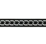taille-elastiek 2 cm breed: zilveren ketting op zwart/ HALVE METER