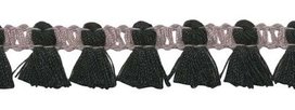 Band met kwastjes grijs-zwart 15 mm