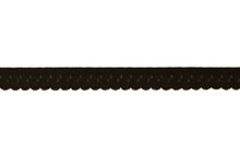 heel donkerbruin omvouwelastiek met klein schulprandje op de vouw