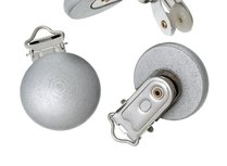 speenkoordclip, hout, zilverkleurig