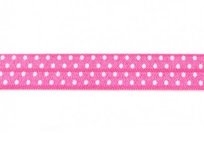 omvouwelastiek fuchsia met witte stip
