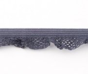 zeer zacht en elastisch rucheband, donkergrijs 15mm