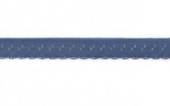 jeansblauw omvouwelastiek met klein schulprandje op de vouw