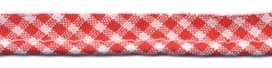 paspelband rood/wit ruitje katoen/polyester