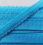 zacht soepel elastiek met kantje, turquoise 1 cm breed