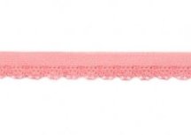 zacht soepel elastiek met kantje, koraalroze 1 cm breed
