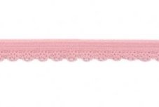 zacht soepel elastiek met kantje, roze, neigend naar oudroze 1 cm breed