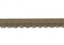 zacht soepel elastiek met kantje, legergroen 1 cm breed