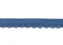 zacht soepel elastiek met kantje, jeansblauw 1 cm breed