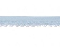 zacht soepel elastiek met kantje, lichtblauw 1 cm breed