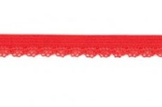 zacht soepel elastiek met kantje, framboosrood 1 cm breed