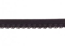 zacht soepel elastiek met kantje, zwart 1 cm breed