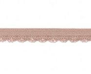 zacht soepel elastiek met kantje, beige1 cm breed