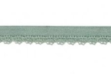 zacht soepel elastiek met kantje, oud groen 1 cm breed