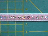 fluweelband met hologrampailletten, zacht roze