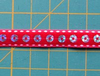 fluweelband met hologrampailletten, rood