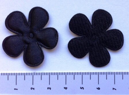 35mm bloem zwart satijn