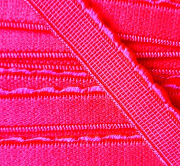 elastiek met schulprandje 12 mm breed, neon roze