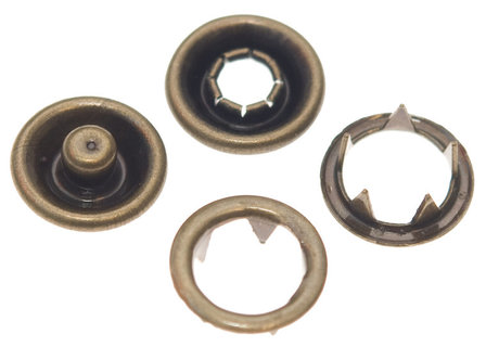 10 metalen open-ring-drukkers 9 mm bronskleurig