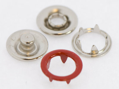 10 metalen open-ring-drukkers 9 mm rood