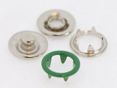 10 metalen open-ring-drukkers 9 mm groen