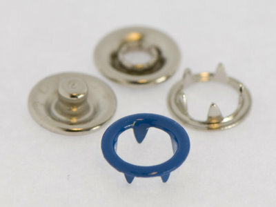 10 metalen open-ring-drukkers 9 mm blauw