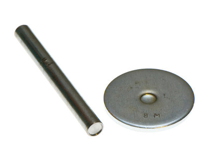  Metalen slagpen met slagblokje voor het bevestigen van holnieten met dubbele kop van 9 mm