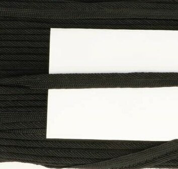 paspelband zwart met gedraaid koord 4mm dik 