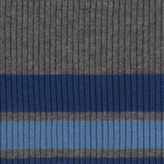 Bonnie:grijs gemeleerd met twee strepen blauw