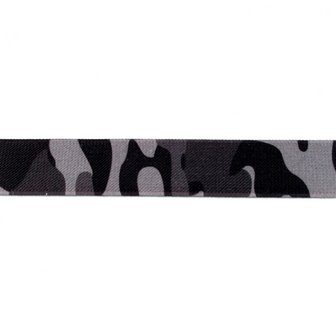 taille-elastiek 2,5 cm breed: armyprint grijs /HALVE METER 