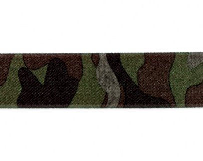 taille-elastiek 2,5 cm breed: armyprint legergroen /HALVE METER