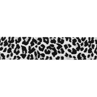 taille-elastiek 4 cm breed: panterprint op wit / HALVE METER