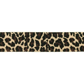 taille-elastiek 4 cm breed: panterprint op zand / HALVE METER